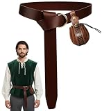 Mittelalter Gürtel, 2Pcs Set Mittelalter Kleidung Herren Und Damen, Piraten Gürtel Mit Tasche, Mittelalter Kostüm Herren Und Damen, Hochwertiges Leder FüR Mittelalter Kleidung Und Accessoires, Cosplay