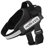 Nobleza - Arnés Antitirones Perro, Arnés Perro Reflectante Ajustable, Incluye 2 Etiquetas de Logotipo Desmontables, Cómodo Transpirable Arnés Chaleco para Perros Pequeños, Medianos y Grandes, Negro(S)