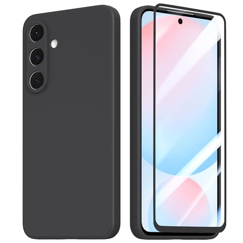 Namenand Cover per Samsung Galaxy S24 FE 5G Custodia con 1 vetro temperato protezione schermo,Antiurto Sottile Morbida in Silicone TPU Protettiva Case per Samsung Galaxy S24 FE 5G (6.7") - Nero