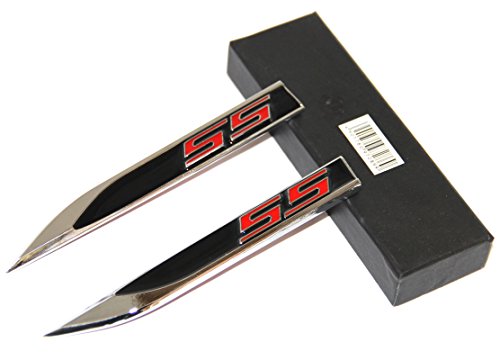 2Pack OEM Ss Emblems Blade 3D Logo Compatible with Zl1 1LE Series Chrome Red