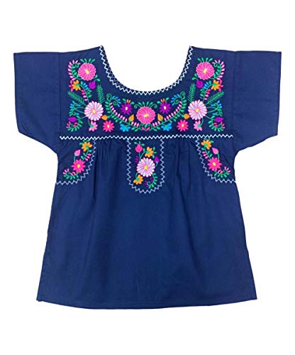Image of unik Girls Cotton Embroidered Floral Blouse for Birthdays, Cultural Events, Cinco De Mayo