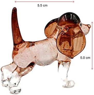 1shopforyou Hand Blown Miniature 1 Piece Animals Dog Brown Big Eared Figurine Art Collectible Decor image 4