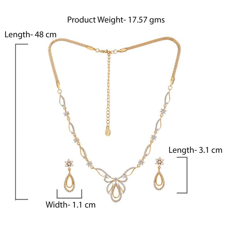 Image of Estele Elegant Gold Plated Necklace Set with CZ Detailing for Women|Occasional Wear for Women