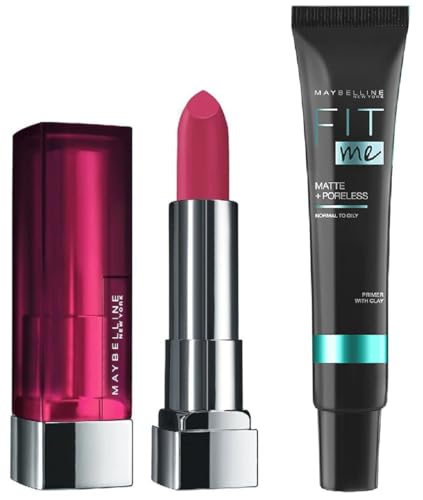 Image of Maybelline New York Fit Me Matte + Poreless Primer & New York Matte Lipstick Combo, Pack Of 1