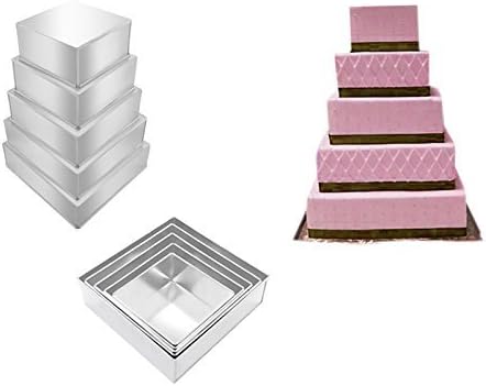 5 Tier Square Multilayer Birthday Wedding Anniversary Cake Tins