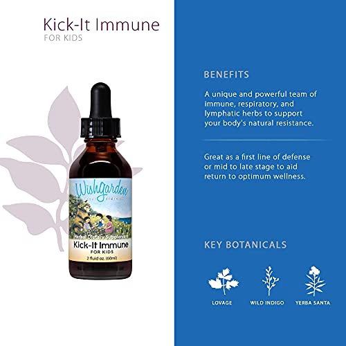 Wishgarden Herbs Kick-It Immune For Kids - Immune Support Supplement For Kids, Herbal Immune Defense & Immune Booster With Echinacea, Osha, Elder, Rapid Baby And Toddler Immune Support Formula, 2Oz #TOP2