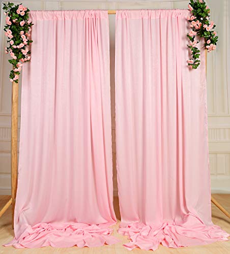 Sherway 2 Panels 4.8 Feet X 10 Feet Pink Thick Satin Wedding Backdrop Drapes, Non-Transparent Window Curtains For Party Ceremony Stage Décor #TOP1
