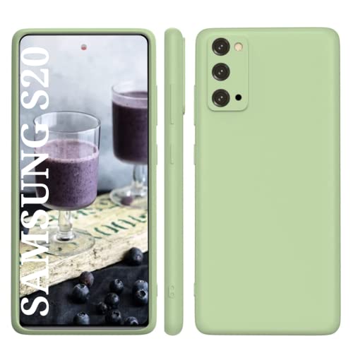 Image of DIZORO Microfiber Candy Case Compatible for Samsung S20 Smooth Touch Cushion Liquid Soft Silicone Gel Rubber Phone Cases Non-Slip Full Body Protective Shockproof Back Cover (Matcha Green)