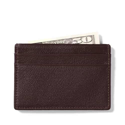 Leatherology Brown Men's Slim Credit Card Case Wallet - 4 credit card slots, center pocket for cash or receipts, slim silhouette design3