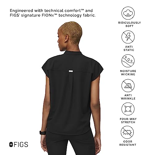 FIGS Rafaela Oversized Scrub Top for Women — Black, L by FIGS - Used condition - Image 5