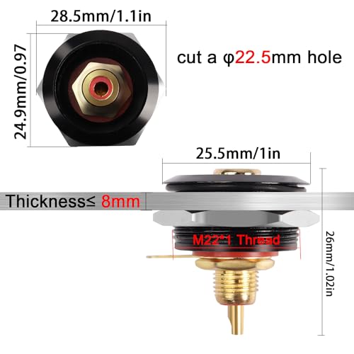 Conector RCA hembra con rosca y montaje fijo chapado en oro miniatura 6
