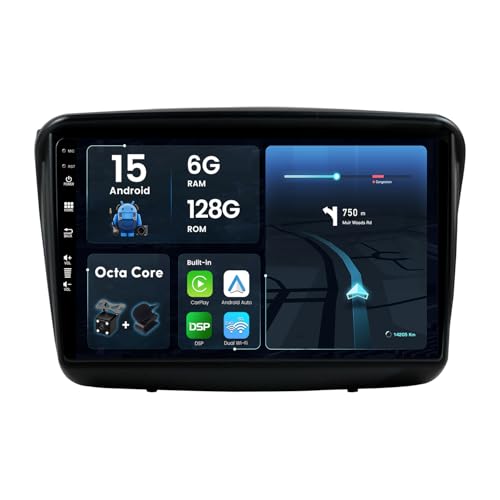 BXLIYER - 6G+128G - Android 15 IPS Autoradio Pour Mitsubishi Pajero Sport 2 L200 (2008-2016) - Sans fil Carplay + Android Auto - Caméra + MIC - 2 Din 9 Pouce...