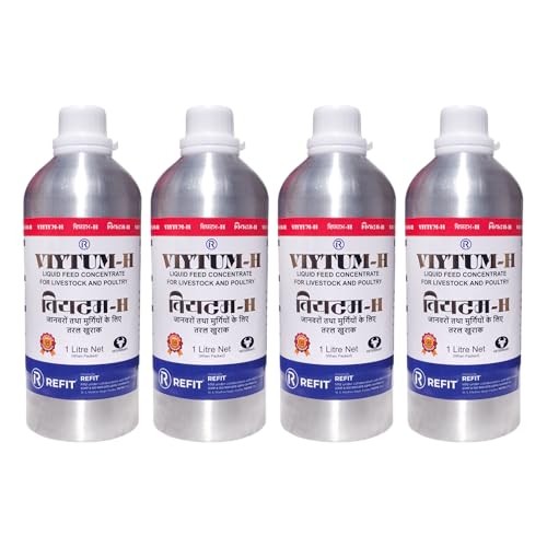 Image of REFIT Vitamin H for Cow, Cattle, Buffalo, Sheep, Goat, Poultry, Dairy Farm and Livestock Animals, 1000 ml X 4, Pack of 4, VIYTUM H