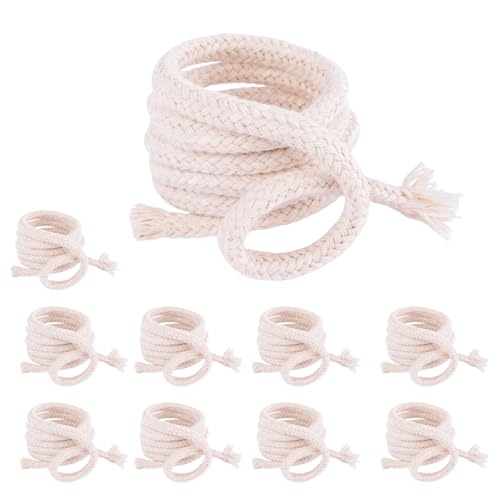 WovaOrx 10 Mètres Mèche Lampe à Huile, 6mm Meche Lampe a Petrole pour Lampes à Huile, Ajustables Coton Mèche de Lampe pour Lampes de Jardin, Torches en Bambou et Lampes à Huile (10×1m)
