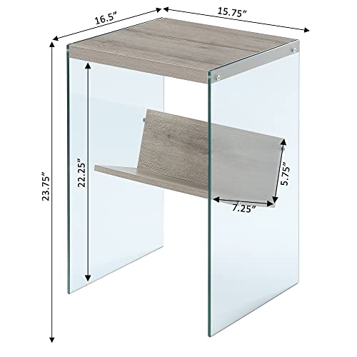 Convenience Concepts Soho End Table, Sandstone / Glass #TOP6