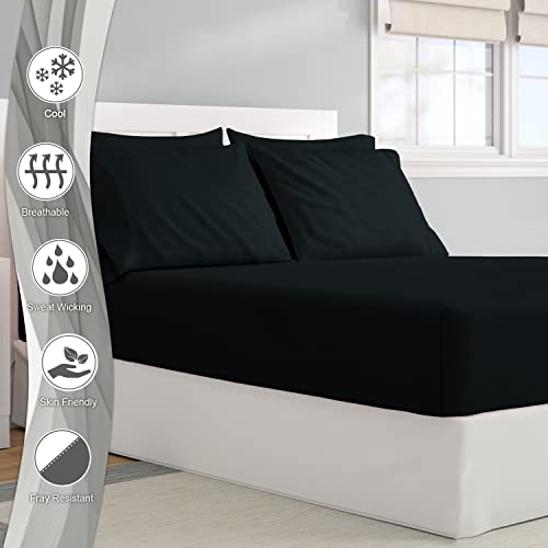 Pizuna Pure Combed Cotton Emperor Fitted Sheets Black - Image 2
