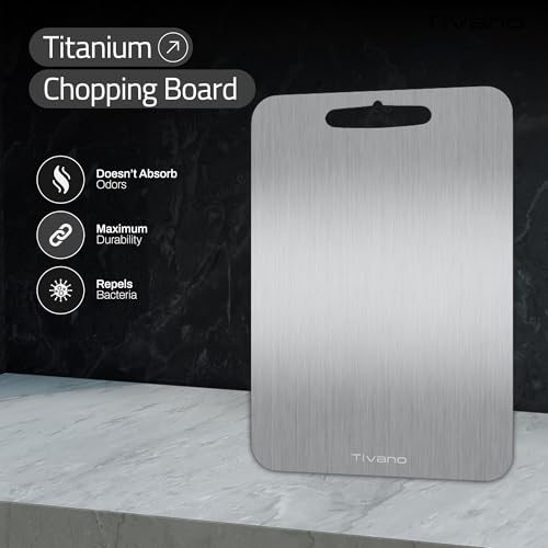 Original Tivano TitaniumShield Cutting Board | Ultra Durable, Dishwasher Safe, Heat Resistant, Odor & Stain Free, Knife