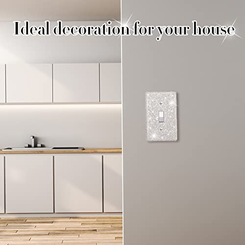 6 Pieces Rhinestone Bling Light Switch Cover Shiny Rhinestones Outlet Covers Bling Wall Plates Decorative For Home Ornaments (Single Gang Socket, Duplex Outlet) #TOP5