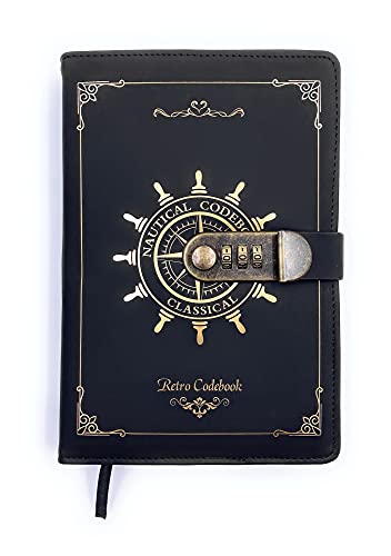 Image of 24x7 eMall Novelty Diary Notebook with Number Combination Lock & PU Leather Cover Secret Lock Diary (22x15 cm, 230 Pages) (Black Gold)