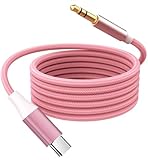 USB-C to 3.5mm Audio Cord, Apple MFi Certified Aux Jack Cable for iPhone 15/16, iPad Pro to Car Stereo, Speaker (Pink)
