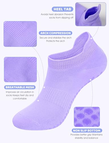 Image of AURUZA Grip Socks for Women Men Pilates Grip Socks Non Slip Yoga Sock with Grips for Barre Barefoot Hospital Grippy Sock