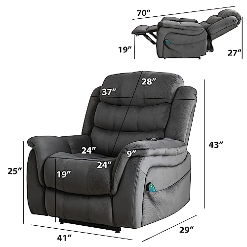 Phoenix Home Dual Motor Large Power Lift Chair With Massage And Heat For Elderly Recliner, Dark Blue #TOP1