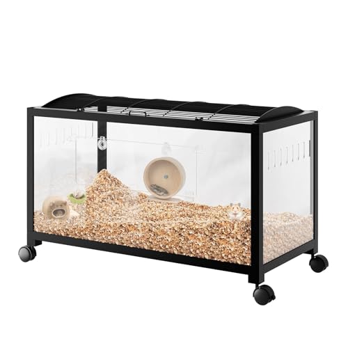 Hamsterkäfig, 360°-Sicht, transparenter Hamsterlebensraum, Kleintierkäfig,belüfteter Mäusekäfig mit Vordertür, Rattenkäfig, tragbares Hamsterhaus für Ratten, Meerschweinchen,96x47x50 cm