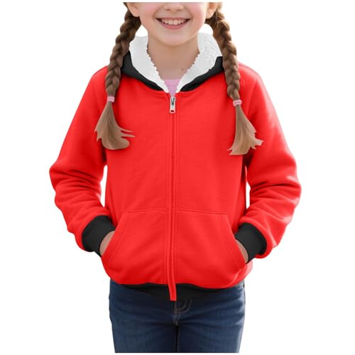 Girls Hoodie Zip Up Hooded Jackets Sherpa Lined Coat Long Sleeve Sweatshirt Winter Hoodies Warm Fuzzy Fleece Clothes