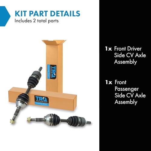 Image of TRQ Front Driver and Passenger Side CV Axle Assembly Set 2 Piece for 2004-2012 Chevrolet Colorado 4WD 2004-2012 GMC Canyon 4WD 2006 Isuzu i-350 2007-2008 i-370 4WD