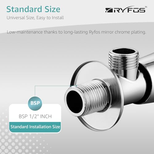 Image of India's 1st Lifetime Support Brand, R4010AV, SS-304 Grade Angle Valve | Angle Cock for Bathroom With Wall Flange | Valve for Geyser | Bathroom Tap | (Chrome Finish, 1-Piece)
