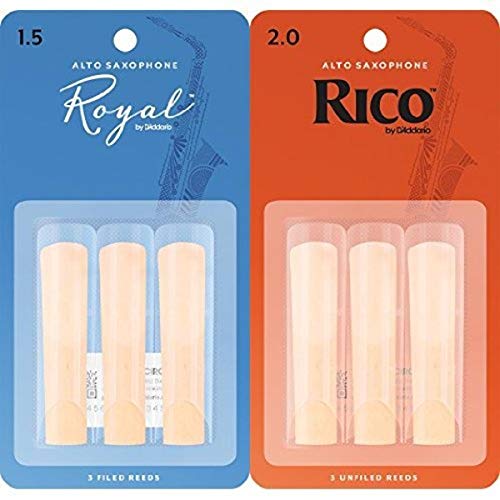 Royal Blätter für Altsaxophon Stärke 1.5 (3 Stück) + RICO Blätter für Altsaxophon Stärke 2.0 (3 Stück) Bundle