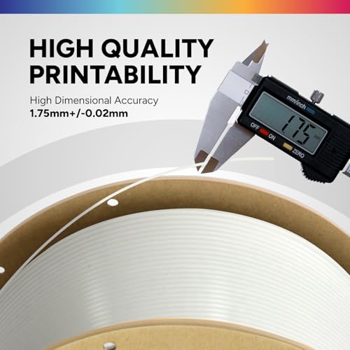 Image of OVERTURE PLA Filament 1.75mm, Neatly Wound 3D Printer Filament 2kg Spool (4.4lbs), Dimensional Accuracy + /- 0.02 mm, Fit Most FDM 3D Printers (White 2KG-1 Pack)