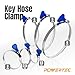POWERTEC 70247 1-1/2 Inch Key Hose Clamps, Adjustable Stainless Steel Thumb Screw Hose Clamps for Dust Collection, PVC Tubing, Pipe Clamp, Worm Gear Clamp, 5 pack