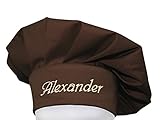KringsFashion + CG Workwear Kochmütze, Farbe Braun, mit Name-Wunschbegriff hochwertig Bestickt, Mitteilung Name, jetzt anpassen