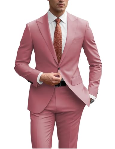 Men's Wedding 2 Piece Suits Regular Fit Suit for Men Peak Lapel Blazer Pants Suit Set Groom Prom Suits