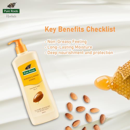 Image of Pure Roots 400ml Each Cocoa Butter & Almond Honey Body Lotion Combo Pack of 2 | Nourishing & Hydrating for Men & Women | Fast Absorbing, Non-Sticky Lotion for All Skin Types - Total 800ml