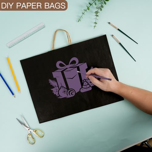 OUTUXED 110pcs 16x6x12 Inch Black Paper Bags with Handles, Kraft Large Paper Gift Bags Bulk for Shopping, Birthday, Wedding, Merchandise, Business and Party - Thumbnail 4
