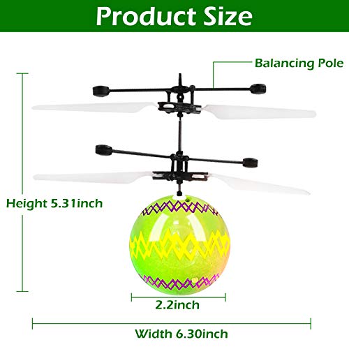 3 Pack Color Easter Eggs Flying Balls Toys for Kids Boys Easter Gift Hand Remote Control Rechargeable Helicopter Led Mini Drones Easter Basket Stuffers for Boys Girls Easter Party Outdoor Games - Thumbnail 6