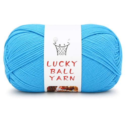 Image of LUCKY BALL Milk Cotton Yarn, 100g / 240 yd 60% Cotton 40% Acrylic #2 Fine Sport Yarn, Soft Crochet & Knitting Yarn for Amigurumi Dolls, Baby Items, Flowers, Hats, Sweaters, Blankets(Dark Lake Blue)