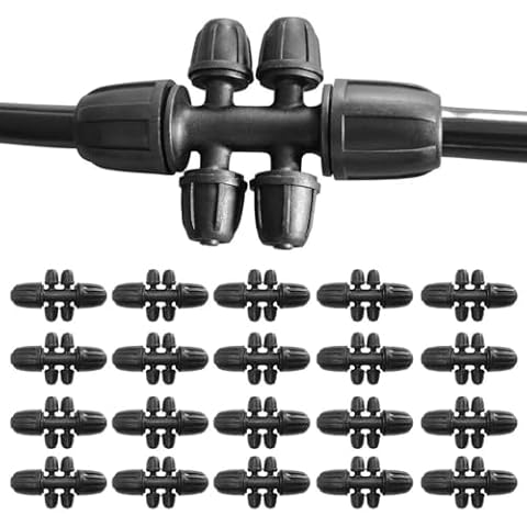 20 Pcs 1/2 Inch to1/4 Inch Drip Irrigation Tubing Fittings,Irrigation Hose Connectors,Lock Barbed Tee 6 Way for Lawn Plant Garden Watering System,Drip Irrigation System (1/2'' ID x 0.60''-0.63'' OD) Cover