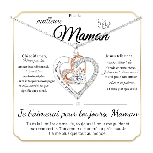 Lwkeay - Regalo para mamá, regalo de fiesta de las madres, collar de plata de ley 925, colgante de madre, joyas para mamá, regalo moderno, réglable, Plata de ley, circón