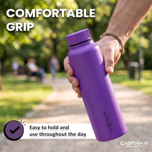 Image of CASPIAN / / / Astra Stainless Steel Water Bottle 1 litre (1000 ml) | Single Wall, Leakproof & BPA-Free | Reusable Metal Bottle for Fridge, Home, Office, Gym, School & Travel, Grape, Pack of 1