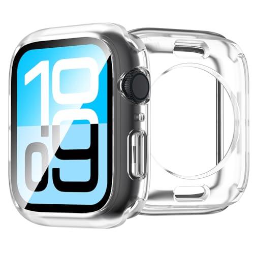 2 in 1 Waterproof Case for Apple Watch Screen Protector Series 6/5/4, SE 3/2/1 40mm, 360 Protective Glass Face Cover Hard Bumper + Back Frame for iWatch Accessories 40 mm Clear
