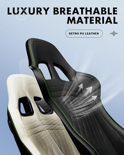 Image of GTPLAYER Gaming Chair with Speakers, Video Game Chairs with Footrest, PC Gamer Chairs for Adults - Padded High Back Ergonomic Reclining Silla Gamer, Linkage Armrest, Ace Pro, Green