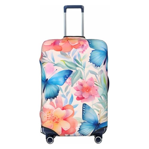 Colorful Butterfly Flowers Travel Luggage Cover for Suitcase Anti-Scratch Fashion Suitcase Protector Washable Elastic Baggage Covers Fits 25-28 Inch Luggage for Travel Beach Holiday
