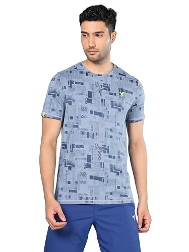 Image of TECHNOSPORT Men Polyester Regular Fit Half Sleeve Jacquard T-Shirt with Double Cool, Quick Dry & Anti Microbial for Sports, Running & Casual Use