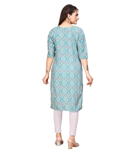 Image of Women's Straight Fit Printed Crepe Kurta, Casual Wear Kurti Design No 181