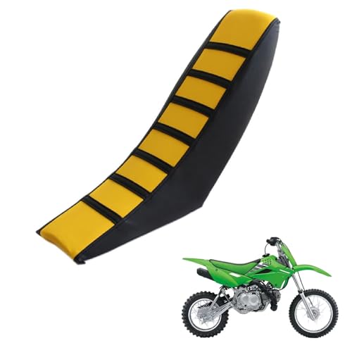 generisch sitzbankbezug Motorrad kompatibel mit Kawasaki KLX110 2009-2010,Sonnenschutz und Anti-Rutsch,Motorradzubehörsitzbankbezug Motorrad (Black Yellow)