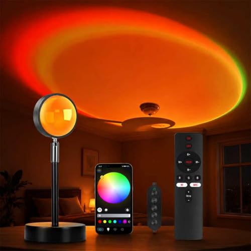 Image of Sunset Lamp Projector with Remote Control, Multiple Colors LED APP Control Sunset Light Three Control Methods Night Light for Room Decor /Christmas Gift /Photography /Party /Bedroom Decor