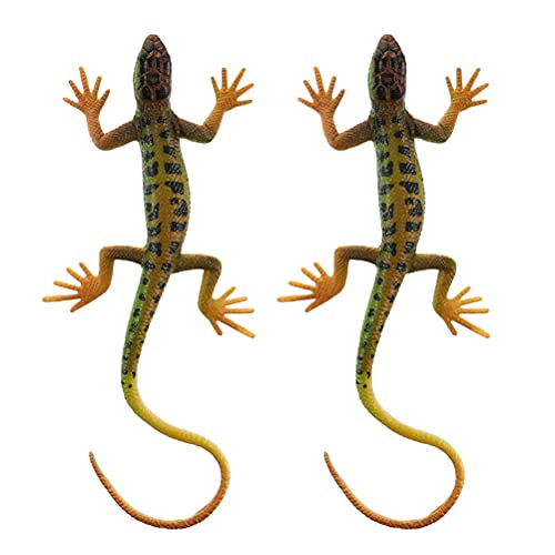 TOYANDONA 2 Pcs Lizard Figurine Plastic Fake Lizard Toy Gecko Artificial Model Reptile Fake Lizards Wilde Life Creatures Kids Educational Toys Action Figure Trick Toys